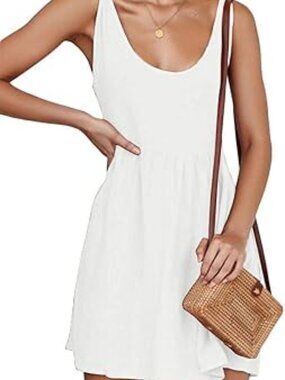 NWOT....CNJFJ Women Tie Shoulder Babydoll Dress Summer Skater Mini Sundresses